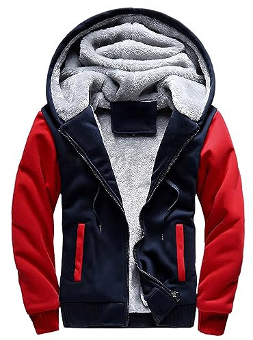 Kapuzenpullover Herren Langarm Kaputzensweatjacke Männer Leicht Deckenpullover Arbeitspullover Herren Sport Warnjacke Herren Winter Einfarbig Hoodie Herrenhausanzug Herren Warm Classic(2-Red,3XL)