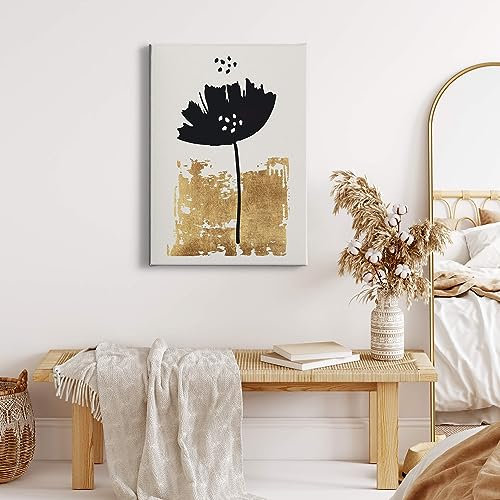 A.S. Création Leinwandbild Pusteblume Blume floral - Kunstdruck schwarz gold - 50x70 cm Hochformat - moderne Wanddekoration Schlafzimmer Wohnzimmer Küche - Bild auf Keilrahmen