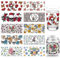 arricraft 10 Stück 10 Stile UV DTF Cup Wrap Transfer Aufkleber, Blumenschädel-Cup-Transferpapier, Rub-On-PVC-Transferaufkleber Cup-Wrap-Aufkleber, Wasserfeste Rubbelaufkleber Für Bastelglas