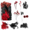 Dog's Booty Fiori Secchi per Resina Fiori Secchi Decorativi Fiori Secchi per Candele Fiori Secchi per Decorazioni per Resina Epossidica Bouquet Fiori Secchi Artigianato Scrapbooking(nero e rosso)