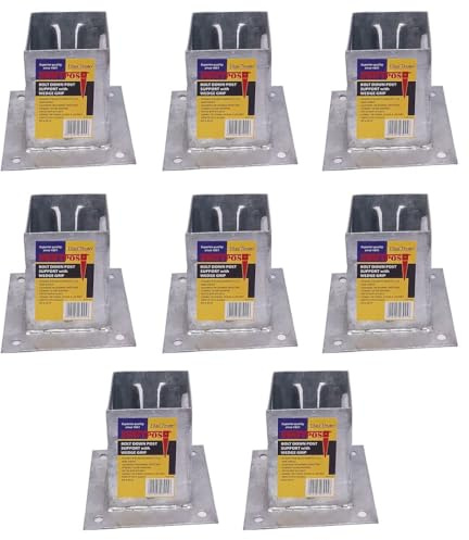 8 x Fence Post Holder 75mm posts Support Bolt Down Shoe Anchor Wedge Grip Galvanised for 75mm x 75mm posts (3) Eliza Tinsley Swiftpost, Pack of 8