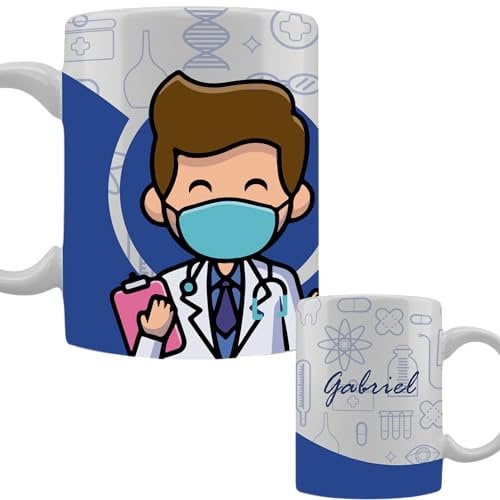 Mookase Taza Médico Personalizada - Taza Personalizada con Nombre - Desayuno - Profesión - Regalo Personalizable - Taza de Cafe - Cerámica Blanca