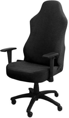 Stretchable Gaming Chair Covers, Ergonomic Office Computer Game Chair Slipcovers, Stretchy Reclining Racing Gaming Chair Cover, Washable Non-Slip Desk Chair Protector with Armrest Cover (black)