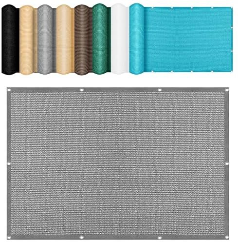 Sonnenschutznetz 2 x 5 m Rechteckig Sonnenschutz Netz Wasser Luftdurchlässig mit Ösen Befestigungs Kit für Camping Schwimmbad Zwinger, Hellgrau