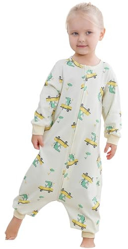 HAHASHOW Bebe gigoteuse avec jambes, Unisexe Manche Longue L'été Coton gigoteuse a pied, Bebe Pyjama Garcon Vetement Enfant Naissance Cadeau 18-24 Mois