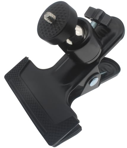 HAJXZH 1 x Stativ-Kamera-Klemme, multifunktionaler Reflektorhalter, schwarz, Kamera-Clip-Halterung mit 360° drehbarem Kugelkopf und 6,35 mm Schraube, geeignet für Videokameras