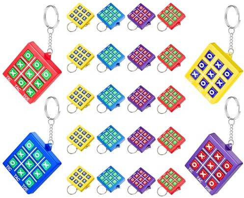 MEYAGOT Tic Tac Toe Jeu de 24 porte-clés Tic Tac Toe Porte-clés pour enfants Tic Tac Toe en plastique Pendentif pour mini sac à dos d'anniversaire garçon fille, conforme aux images, 4.7*5*1cm