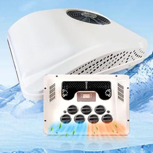 Lakenbroade Aire Acondicionado Camper RV de 12V/24V/48V, Unidad de CA eléctrica para Techo y frío para Autocaravana y Remolque,12V