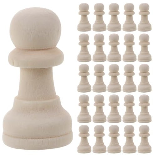 COHEALI 50pcs Unfinished Wood Chess Pieces Only Set Paint Your Own Chess Set Blank Chess Sets for DIY- Wooden Peg Dolls Unfinished for Arts and Crafts