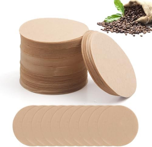 Unbleached Natural Paper, 300 Pcs Coffee Filter Paper, 6.4x6.4 Cm Coffee Filters Round Replacement, Round Coffee Filters Papers Filters, Coffee Tea Filter Suitable for Most Coffee Makers