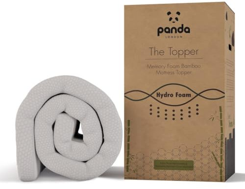 Panda Bamboo Mattress Topper 5cm Thick - Hypoallergenic, Orthopaedic Support, Cooling HydroFoam, UK Single