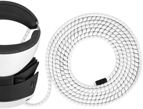 Geekria Kabelschutz-Abdeckung kompatibel mit Sony PlayStation 5, PSVR 2-Kabel, PS5-Stromkabel-Abdeckung, VR-Gaming-Zubehör, verhindert, dass Haustiere das Kabel beißen (weiß, 16.4ft)