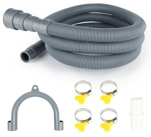 2M Waschmaschine Drain Schlauch Inklusive 1 U-Bogen Halter 4 Schlauchschelle,Universal Geschirrspüler Drain Schlauch Verlängerung Kits Flexible Waschmaschine Drain Schlauch Waschmaschine Schlauch