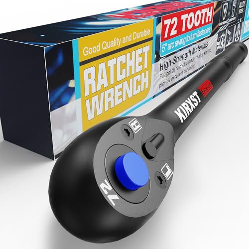 KIRXST Clé à Cliquet 1/4, Clé à Cliquet à Dégagement Rapide 72 Dents, Angle d'Actionnement 5°, Réversible, 180 mm Cliquet Réversible, Pour la Réparation Automobile de Meubles