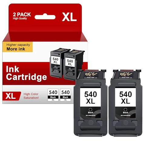 540 XL Schwarz Druckerpatronen PG 540 540XL Multipack schwarz Patronen für Canon PG540 PG-540 XL für Canon Pixma TS5150 TS5151 MG3550 MG3600 MG3650 MG3650s MG4200 MX475 MX530 (Schwarz, 2-Pack)