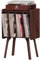 LELELINKY Holz Schallplattenständer mit 4 Schränken, Mid-Century Vinyl Plattenspieler Tisch mit Massivholzbeinen, Hält Bis Zu 100 Alben,Walnuss Vinyl Schallplatten Regal für Schlafzimmer, Wohnzimmer