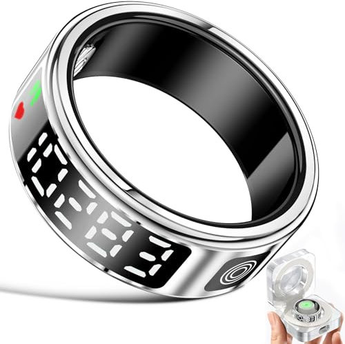 Smart Ring Smartring mit LED Anzeige,Fitness Ring Smartringe für Herren Damen,Tracking Ring IP68,Fitness Tracker Ring Gesundheitsring mit iOS/Android,Aktivitätstracker/Herzfrequenz/SpO2/Schlaf