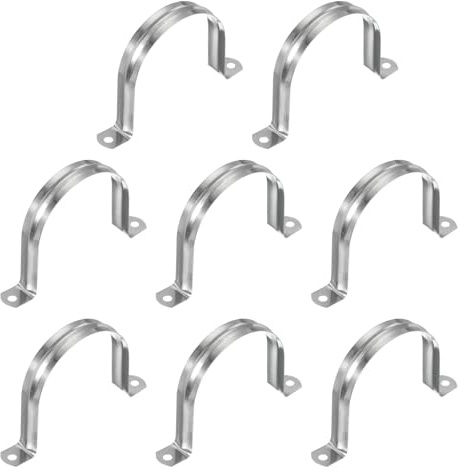 PATIKIL 80mm Colliers Rigides Pour Tuyaux, 8 Pcs 304 Acier Inoxydable Collier De Conduit 2 Trous Support En U Collier De Tuyau Fixation Pour Tuyau Câble Fil, (3-1/7)