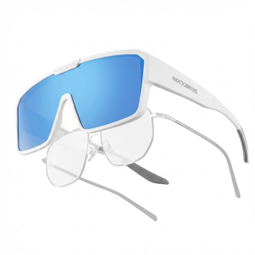 ROCKBROS Fahrradbrille Überbrille Polarisiert Überzieh Sonnenbrille | Sportbrille für Brillenträge, UV400 Ultraleicht Brille für Damen Herren Rennrad MTB Auto