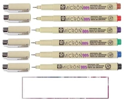 Pigma Mirron Sakura 005 – Set mit 6 Farben – Set mit 6 Finelinern und 1 Karte