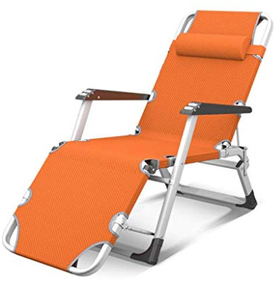Sonnenliege, Gartenmöbel, Camping-Garten-Liegestühle, Klappbare Liege, wasserdichte Chaiselongue aus Metall für das Büro im Freien, Orange