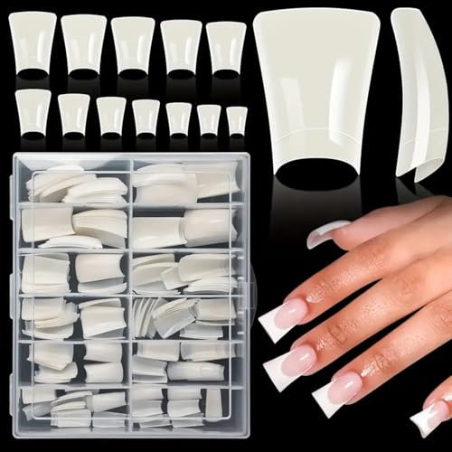 120/504pcs Clear Duck Nails Tips Short Curved Design Manicure Nails Art False Nails For Professional And Beginner