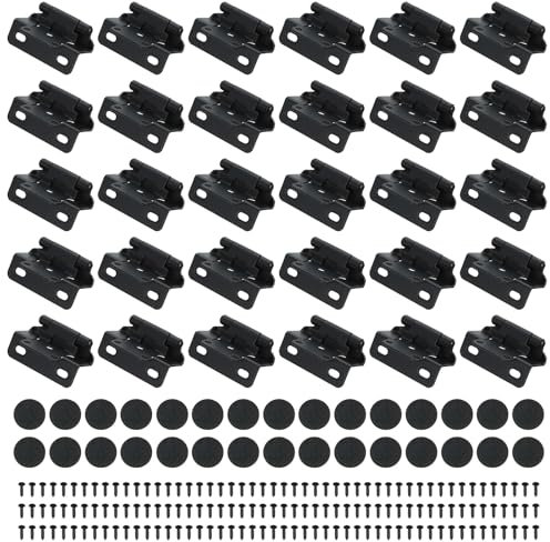 PATIKIL Self-Closing Cabinet Hinges Semi-Overlay 1/2 Inch, 30 Pcs Semi Concealed Flush Face Mount Cabinet Hinge with Screws for Kitchen Bathroom Furniture Cabinet Door, Black