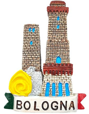 Bologna 3D-Kühlschrankmagnet, Souvenir, Kunstharz, Vintage, San Luca, Eselturm, San Petronio, dreifarbig, magnetisch, für Zuhause, Küche, Büro (1, Türme)