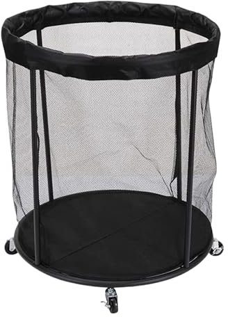 Qzdtue Ball Storage Bin, Large Capacity Basketball Organizer, Portable Mesh Storage Container, 60x60x62cm for Sports Equipment in Garage, Garden, Patio, Outdoor Deck or Backyard Use