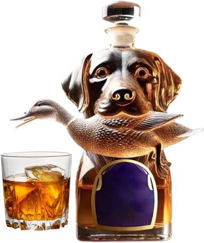Hound Glass Decantre - Elegant Dog Shaped Whisky Bottle, Clear Alcohol Container | Decanter, Lead- Pouring, Decorative Gift For Lovers Drinks
