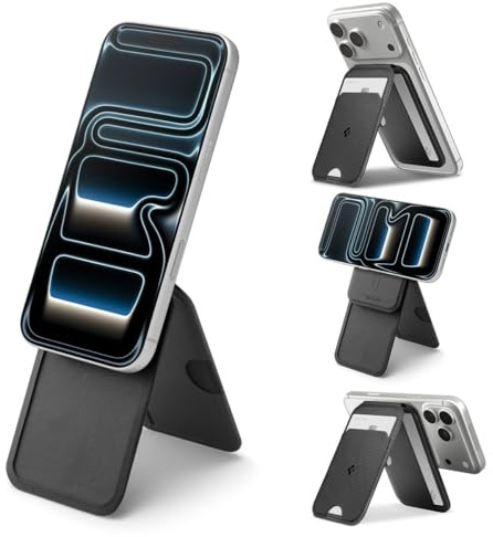 Spigen Slim Fold MagFit Portafoglio MagSafe [Fino a 3 Carte] 3 in 1 Treppiede e Supporto, Porta Carte Magnetico per iPhone 17 17e 16 15 14 13 12 Pro Max & Cover MagSafe e Pixelsnap