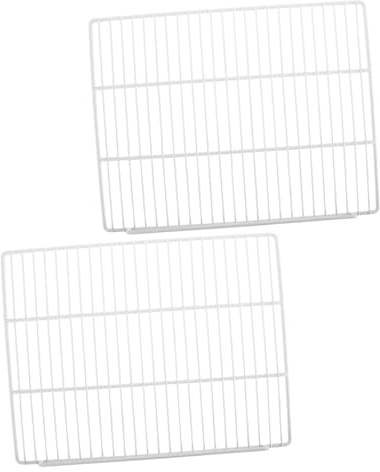 Kühlschrank Drahtregal mit 2 Stück, Weiß, und Gefrierschrank | Lüftendes Design, Einfache Montage, Platzsparende Ablage, Kunststoffbeschichteter Stahldraht für Innenbereich