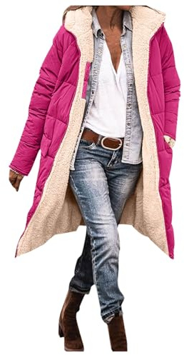 Duohropke Wintermantel Damen Lang Warm Winterjacke Outdoor Gefütterte Fleecejacken Winter Jacke Herbst Mantel Herbstjacke Übergangsjacke Steppjacke Übergang Parka Oversize Fleecemantel Mit Kapuze