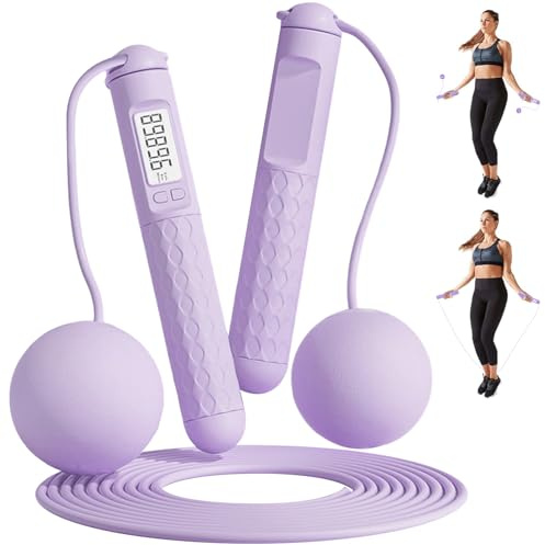 Schnurloses Springseil mit Zähler，Einstellbares Springseil mit Kugellager und rutschfesten Griffen, Intelligentes Gewichtetes Springseil für Training Fitnessübungen, für Workout, Fitness, Boxen