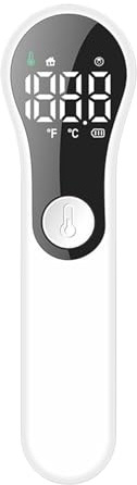 Berührungsloses Infrarot-Stirnthermometer, 2-in-1, für Erwachsene und Babys, wiederaufladbar, USB, präzise und schnell, mit Fieberalarm (Frontmodus und Objekte)