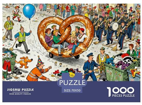 Chaotischer Kölner Karneval Hölzerne Puzzles Wasserfest 1000 Teile DIY- Puzzle Geschenke Für Erwachsene Herausfordernd Und Kniffligzur Heimdekoration