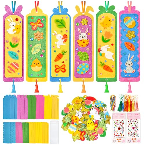 18 Stück Osterbasteln mit Kindern, Lesezeichen Ostern Basteln Kinder ab 3 4 5 6 7 8 9 10 Jahren, DIY Osterdeko, Oster Mitgebsel Kinder, Ostergeschenke Ostermitbringsel(Filz)