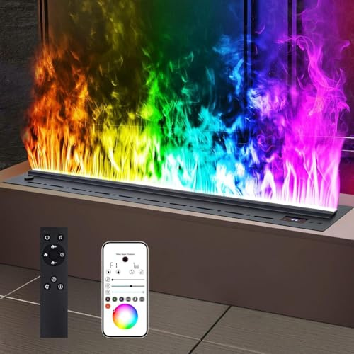 UIBAO Cheminée Électrique Fausse Cheminée 3D,Humidificateur à Vapeur d’Eau,Flamme Réaliste 168 Couleurs,Remplissage Automatique,Tactile/App,Salon Hôtel,Décoration Moderne Économe Énergie 100cm