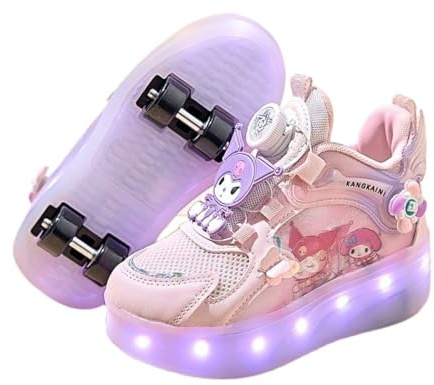 Pattini a rotelle LED per Bambini Carini, Scarpe da Skate Regolabili a Quattro Ruote per Ragazze, Scarpe da Corsa con luci