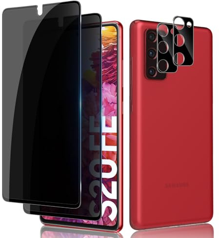 Lutree pour Samsung Galaxy S20 FE 5G Anti-Espion Verre Trempé, 2+2 Pièces Anti-Spy Protection écran + Caméra Lentille Protecteur Film (Noir), 9H Sans Bulles Anti-Rayures Privacy Protecteurs d'écran