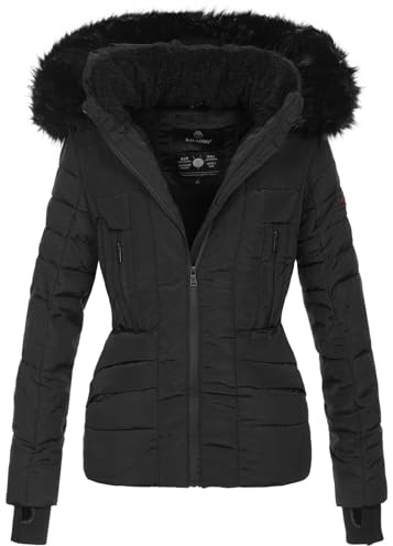 Navahoo Damen Winter Jacke warm gefüttert Teddyfell Stepp Winterjacke B361 [B361-Adele-Schwarz-Gr.XL]