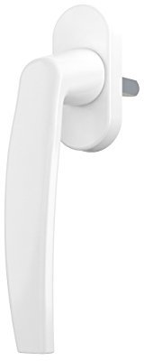 ToniTec Fenstergriff Olive Modell LENA II mit 35mm Stift inkl. Schrauben Aluminium WEISS, 1 Stück