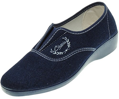 Alcalde 7000 Zapatilla Deportiva Aerobic Lona Mujer Cuña 3.8Cm Ajuste Elástico Empeine Piso Goma Antidelizante Tejano Talla 39