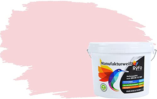 RyFo Colors Bunte Wandfarbe Manufakturweiß Pastellrosa 3l - weitere Violett Farbtöne und Größen erhältlich, Deckkraft Klasse 1, Nassabrieb Klasse 1