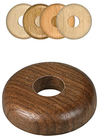 FUX 2 Pcs. Rosace radiateur, 15mm-22mm, différentes couleurs, rosace en bois pour tuyaux de chauffage, cache tuyau radiateur, accessoires de plomberie, couvercle cache trou (19mm, noyer)