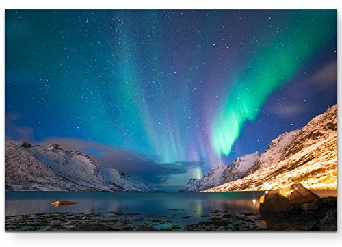 Paul Sinus Art Leinwandbilder | Bilder Leinwand 120x80cm Polarlichter in Norwegen