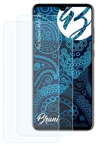 Bruni Película Protectora compatible con Huawei Mate 20 Protector Película, claro Lámina Protectora (2X)