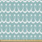 ABAKUHAUS Türkis Gewebe als Meterware, Festliche Gebogene Linien, Schön Gewebten Stoff für Polster und Wohnaccessoires, 1M (148x100cm), Hellblau und Weiß