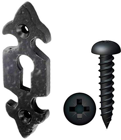Dzina Fleur-de-LYS Rosace de porte ouverte en fer vieilli Noir 75 x 25 mm