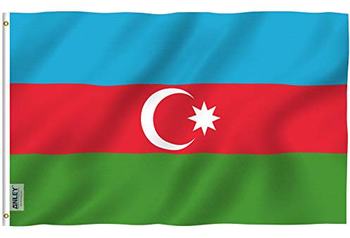 ANLEY Fly Breeze 3x5 Fuß Aserbaidschanische Flagge - Lebendige Farbe und UV-Lichtechtheit - Leinwandkopf und doppelt genäht - Republik Aserbaidschan Flaggen Polyester mit Messingösen 3 X 5 FT